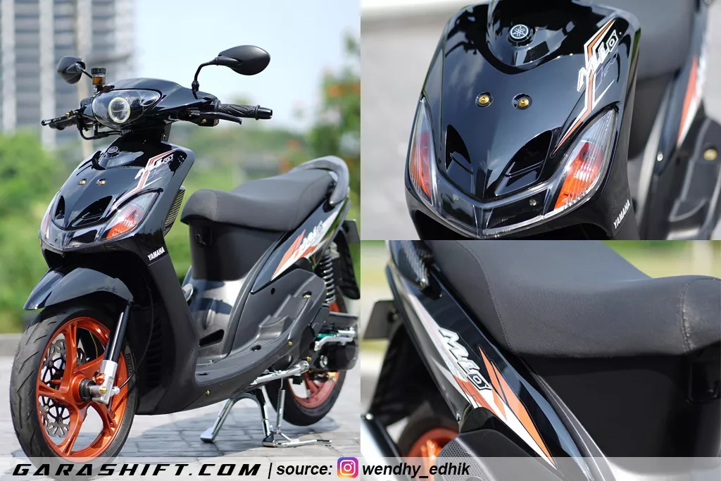 Mio smile hitam striping orens putih by wendhy edhik