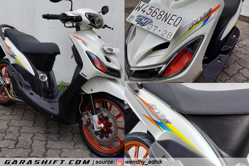 Mio smile putih striping orange biru kuning by wendhy edhik