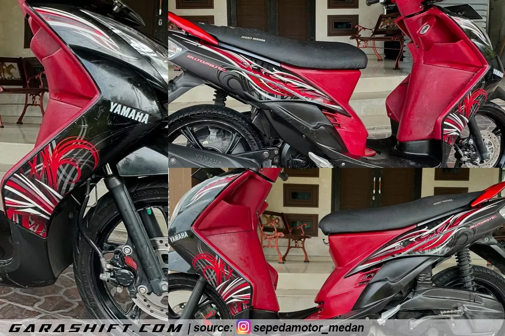 Striping mio soul 2009 hitam deck merah by sepedamotor medan