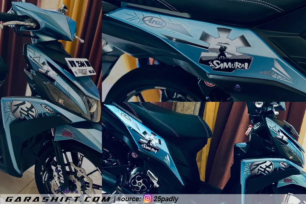 Striping mio 125 m3 variasi biru samurai arai by 25padly