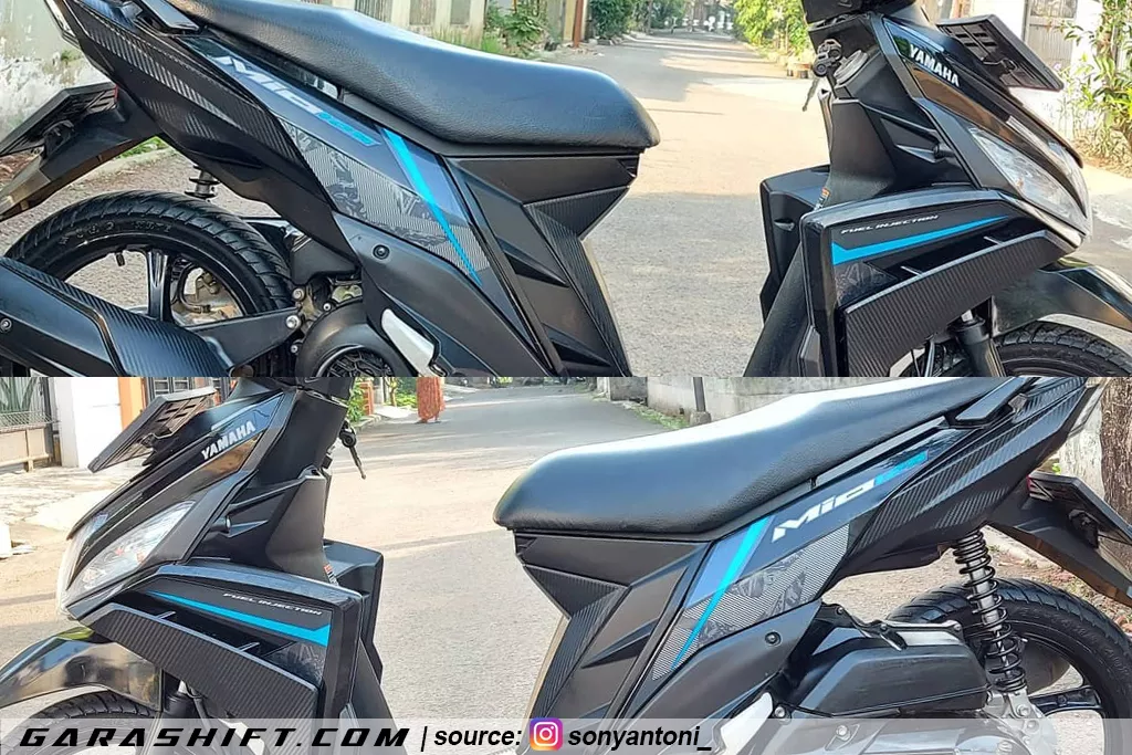 Striping mio m3 125 2018 warna hitam garis biru by sonyantoni