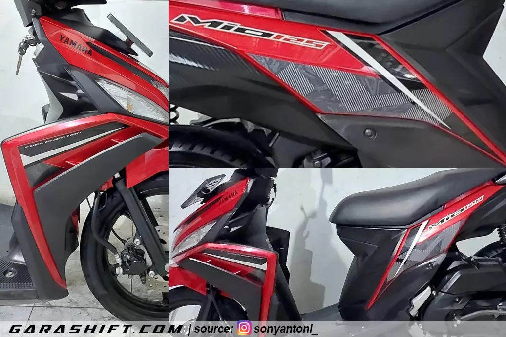 Striping mio m3 125 2018 warna merah by sonyantoni