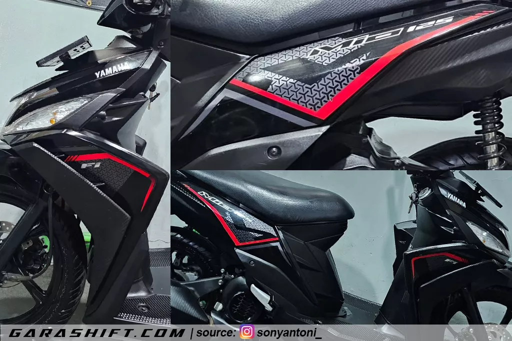 Striping mio m3 125 2020 warna hitam garis merah by sonyantoni