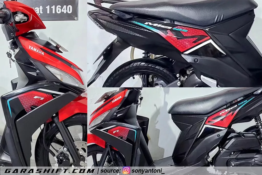Striping mio m3 125 2020 warna hitam merah by sonyantoni