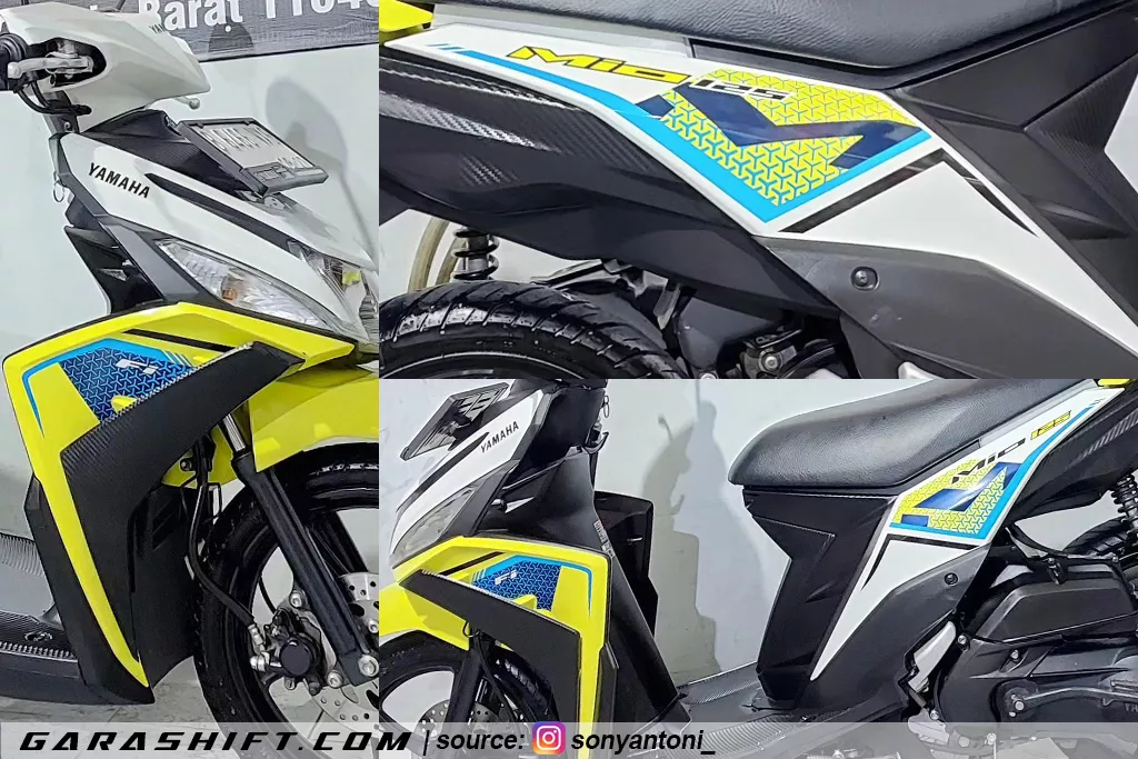 Striping mio m3 125 2020 warna putih kuning by sonyantoni