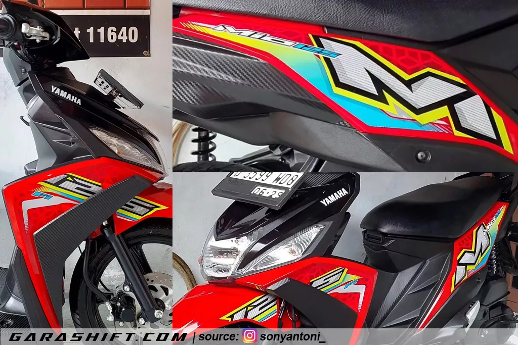 Striping mio m3 125 2021 warna merah hitam by sonyantoni