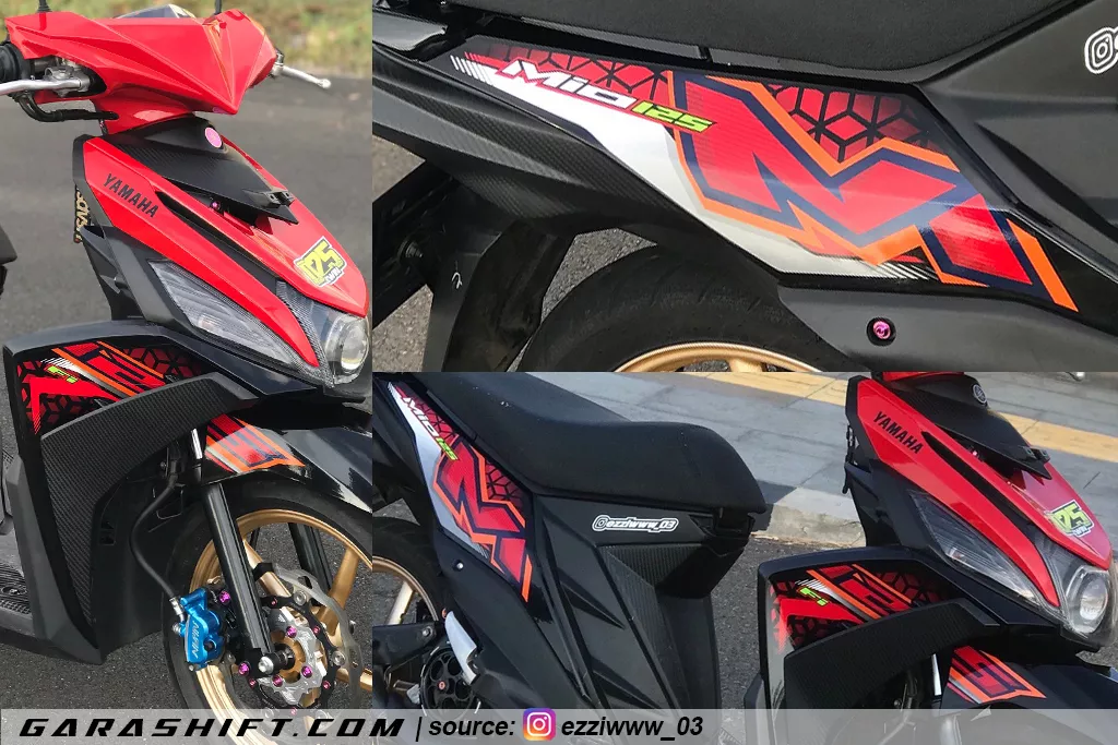 Striping mio m3 125 2021 warna merah hitam orens by ezziwww