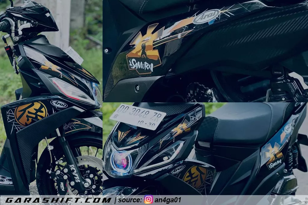 Striping mio m3 variasi hitam arai samurai by an4ga01