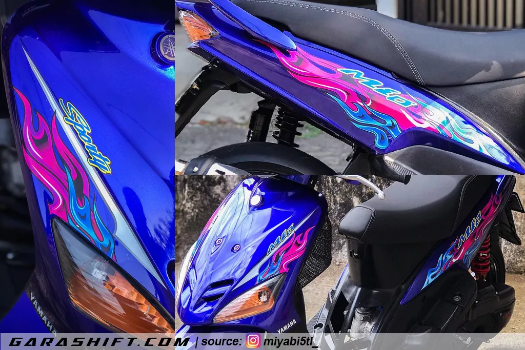 Striping mio sporty variasi biru api by miyabi5tl