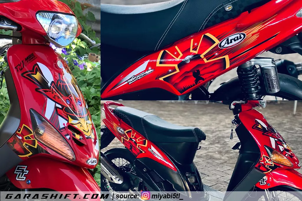 Striping mio sporty variasi merah arai by miyabi5tl